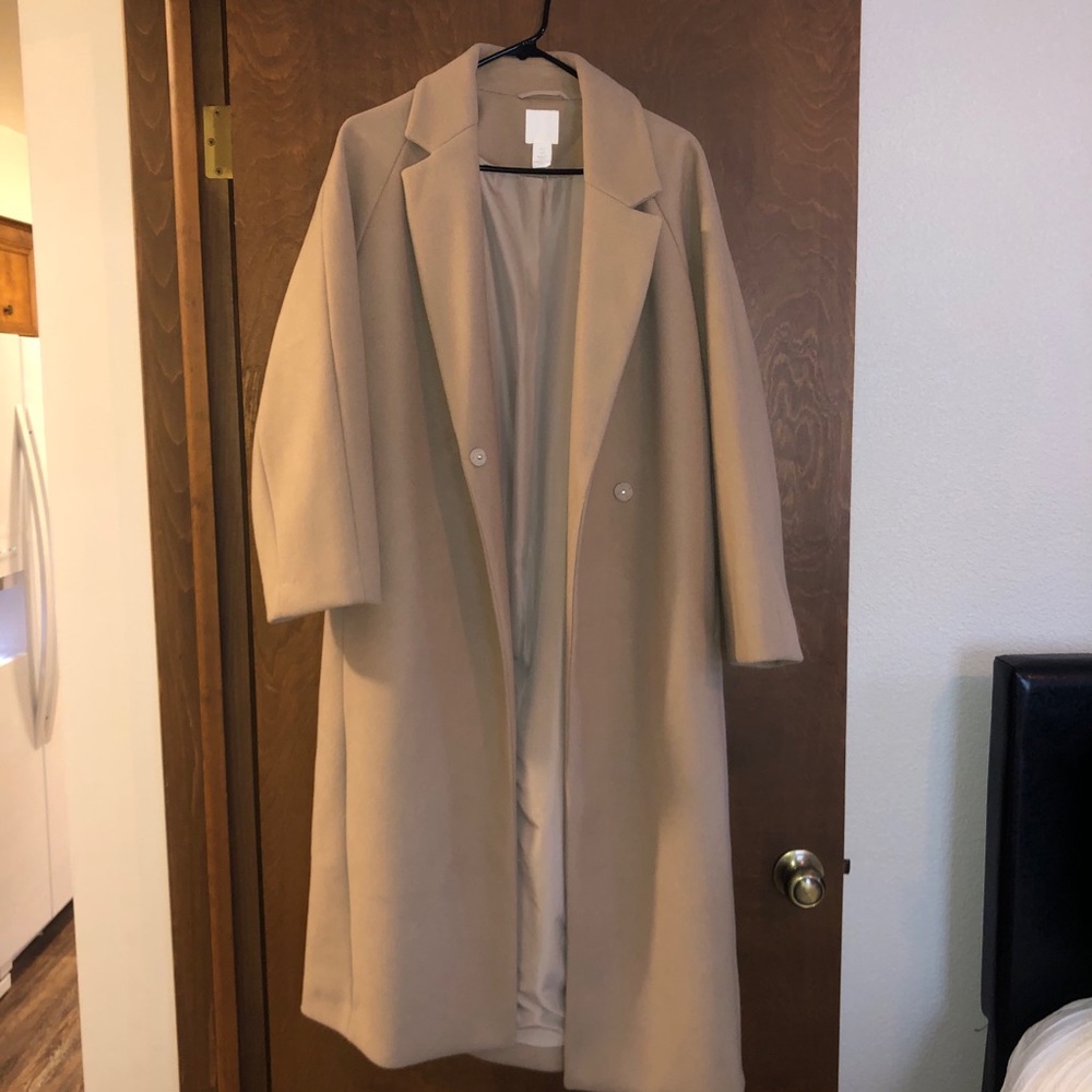 Tan Trendy Calf-Length Coat